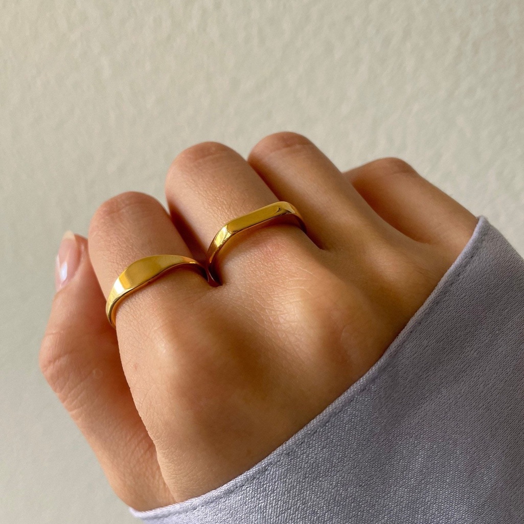 18k Gold Plated Bar Mini Dainty Ring